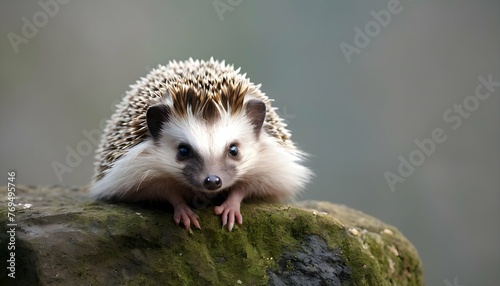A Hedgehog Sitting On A Rock