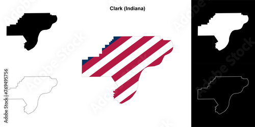 Clark county (Indiana) outline map set