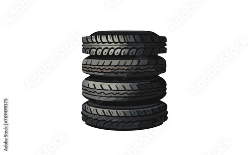 illustrazione con catasta di vecchi pneumatici usati photo