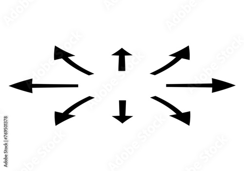 Icono de expansión con flechas negras dirigidas al exterior y formando un círculo central photo
