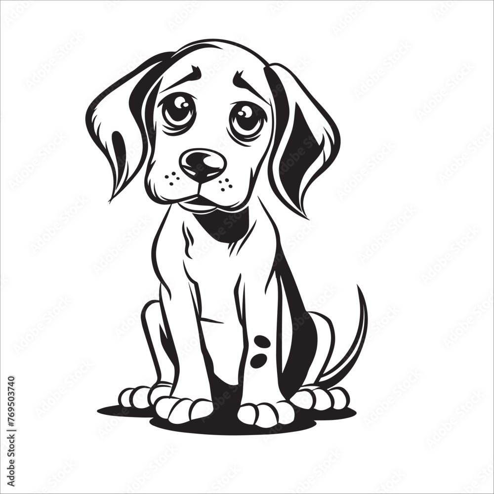 Fototapeta premium A vector illustration of a black and white German Shorthaired Pointer dog sitting
