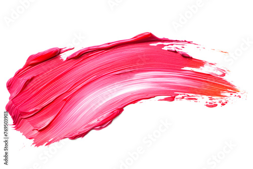 Pink lipstick smear smudge on white background.