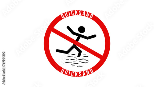 quicksand sign, black and red isolated silhouette