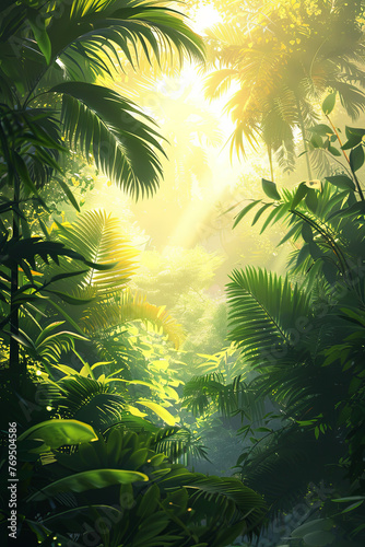 Sunlight on tropical forest