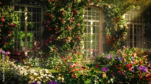 Enchanted Blossom Paradise: A Majestic Garden in Full Bloom