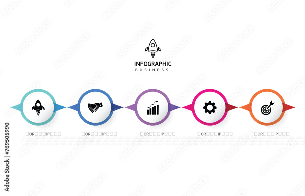 Vector infographic business presentation template with circular interconnection with 5 options. Vector infographic business presentation template with circular interconnection with 5 options.