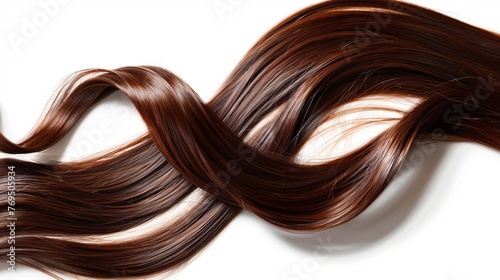 Isolated brown glossy hair against a white background