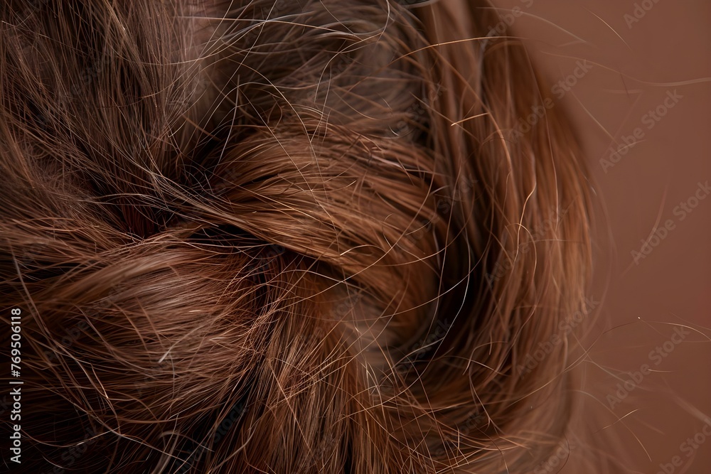 Before and After: Closeup of a woman's hair with knots and after a keratin treatment against a brown background in a studio. Concept Hair Transformation, Keratin Treatment, Studio Photography Before and After: Closeup of a woman's hair with knots and after a keratin treatment against a brown background in a studio. Concept Hair Transformation, Keratin Treatment, Studio Photography