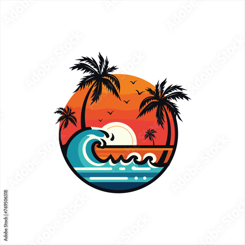 Beach Logo and Summer logo template vector illustration, 