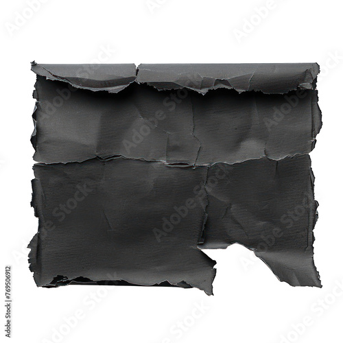 Ripped black paper torn apart, textured, Pieces of black torn paper texture background, copy space on transparent background png