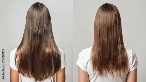 Straightening sick, cut, and healthy hair. both prior to and following therapy.
