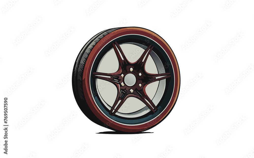 illustrazione di cerchione in lega con pneumatico per auto sportiva