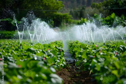 Optimizing Water Use in Agricultural Irrigation Systems for Efficient Farming Practices. Concept Water Management  Agricultural Efficiency  Sustainable Farming  Irrigation Technology