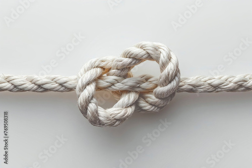 Tightly knotted rope on a white background