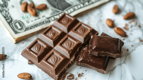 chocolate bar with money, c...