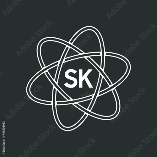 SK letter logo design on white background. SK logo. SK creative initials letter Monogram logo icon concept. SK letter design
