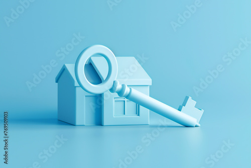 Key to a new build house for first time buyer purchasing a family home in a residential street property development after obtaining an investment mortgage, stock illustration image