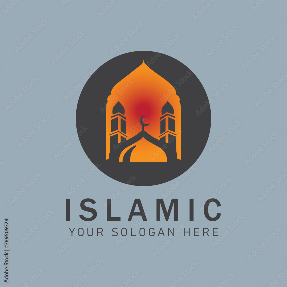 Modern-style moon, mosque, Logo, and lanterns. Modern-style moon, mosque, Logo, and lanterns.