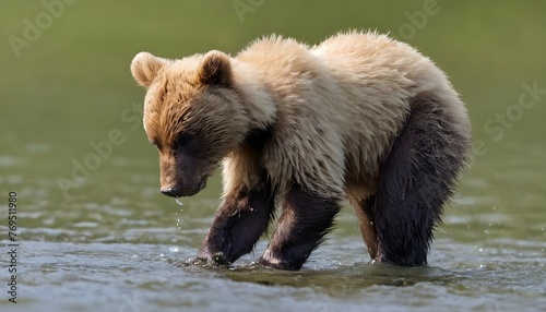 A Bear Cub Practicing Its Hunting Skills