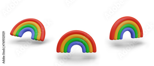 Bright rainbow in plasticine style. Multicolored decorative element