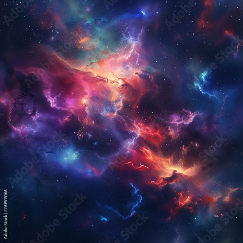 Supernova background wallpaper. Colorful space galaxy cloud nebula. Universe science astronomy. Starry night cosmos © Johnovich