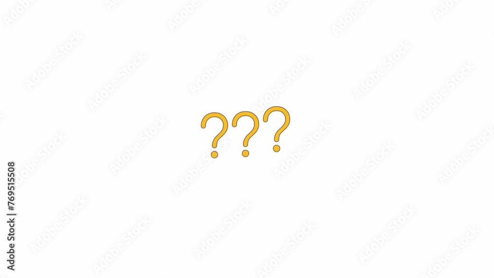 Bouncing question marks line 2D object animation. Digital information