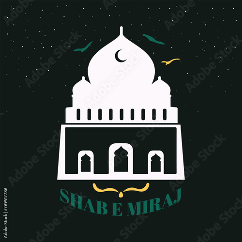 shab e meraj mubarak template, calligraphy shab e miraj royalty Vector design.
 photo