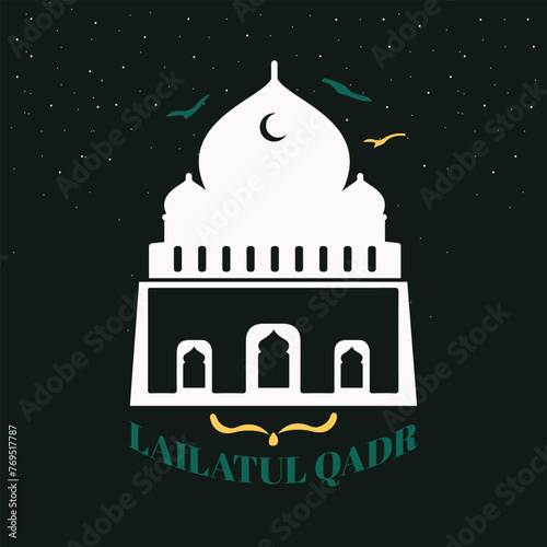 Lailatul qadr Islamic lettering greeting card design Vector with background. Lailatul Qadr Template.
 photo