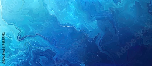 A close up of an electric blue background with a fluid marble texture, resembling underwater azure waters. Perfect for recreation and marine biology enthusiasts