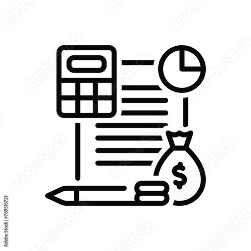 Black line icon for budget