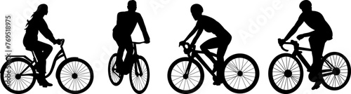 men on bicycle silhouette vector © zolotons