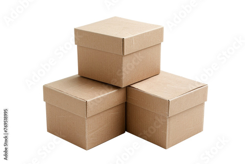 Boxes parcels or cardboard from various side for packaging isolated on transparent png background, open and close carton. © TANATPON