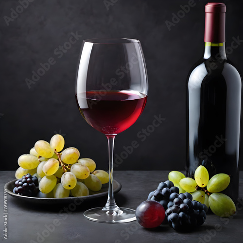 a glass of wine on a black background . the text space. copy space