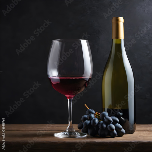 a glass of wine on a black background . the text space. copy space