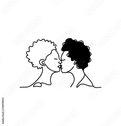 Couple Romantically Engaged In A Kiss	
