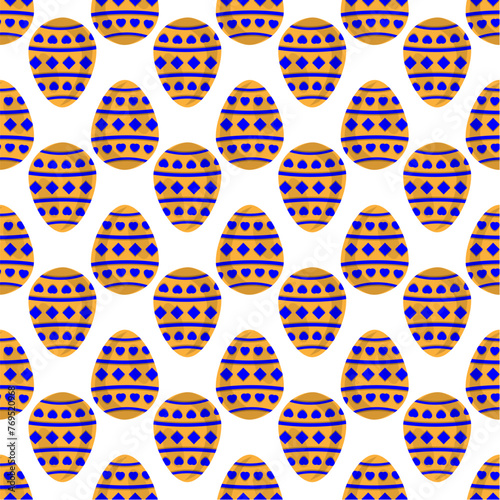 Illustration on theme seamless celebration holiday Easter with hunt colorful bright eggs