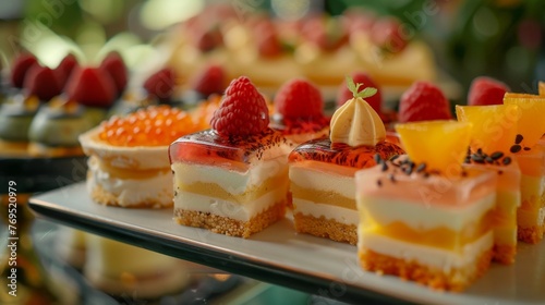 Close Up of a Tray of Desserts