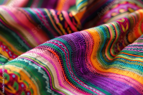 Close Up of Multicolored Serape Blanket