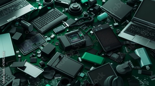 A Pile Of Electronic Components. Electronic Waste Management Concept.