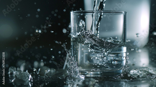 The elegant arc of water as it pours into a glass, creating a mesmerizing visual display.