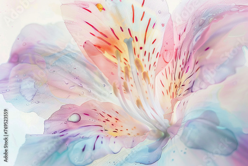 Close-up watercolor painting of a random flower, hand-drawn in a soft pastel palette, capturing the essence of gentle light.
