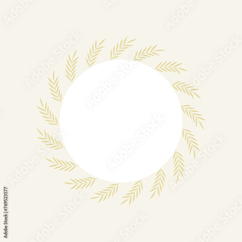 Vector design with foliage and background for text. Greeting, card, wedding invitation template. Elegant round frame, natural. Illustration eps 10.