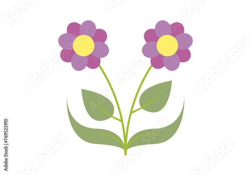 Icono de planta con dos flores en fondo blanco.