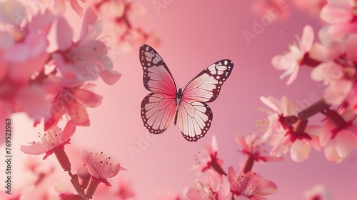  Cute Butterfly Seamless Pattern on a Pink Background © zahidcreat0r