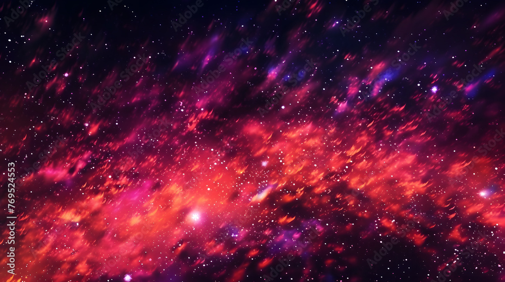 Obraz premium Digital fuchsia nebula starry sky abstract graphic poster web page PPT background