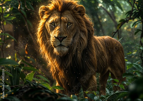 Majestic lion in the jungle