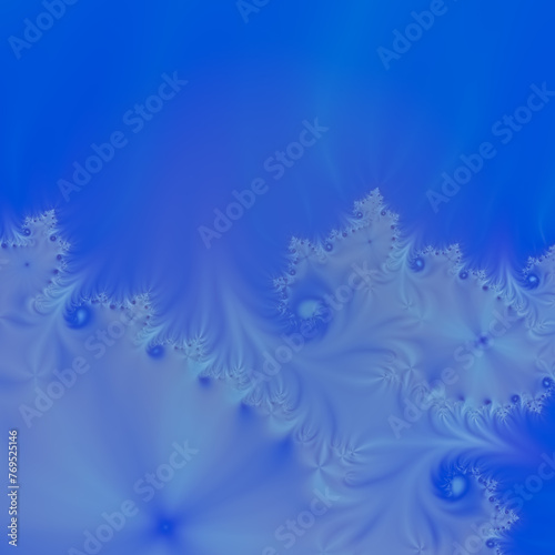 Beauty blue fractal abstraction, festival background,  fantasy futuristic wallpaper, 3D rendering, 3D illustration