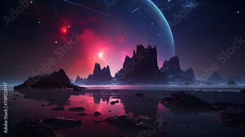 Digital nebula starry sky landscape abstract graphic poster web page PPT background
