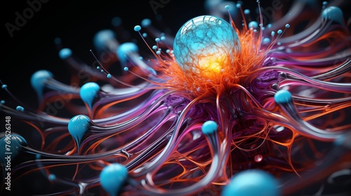 Silver crimson 3D superfluid nanoparticles in psychedelic.