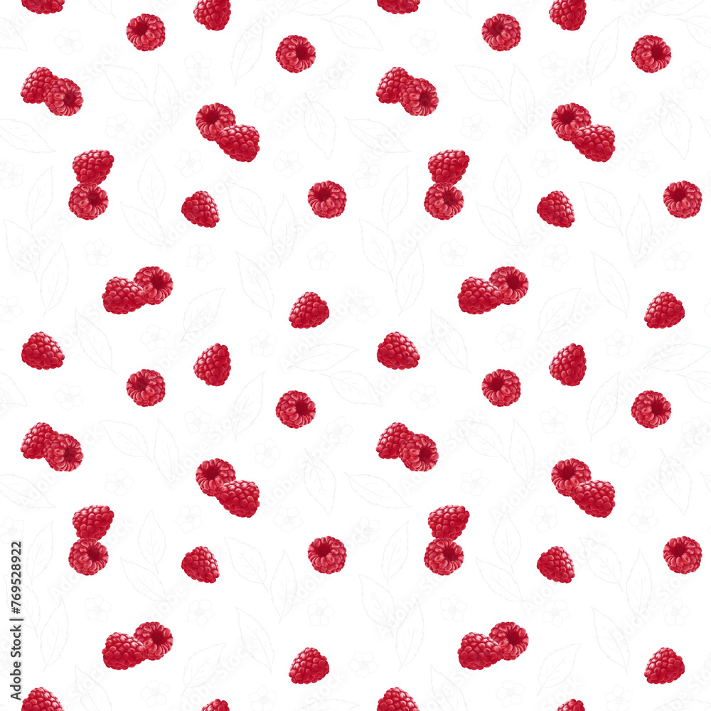 Seamless pattern raspberries Seamless pattern raspberries